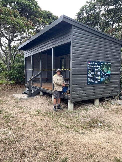 Outside hut at North Bay