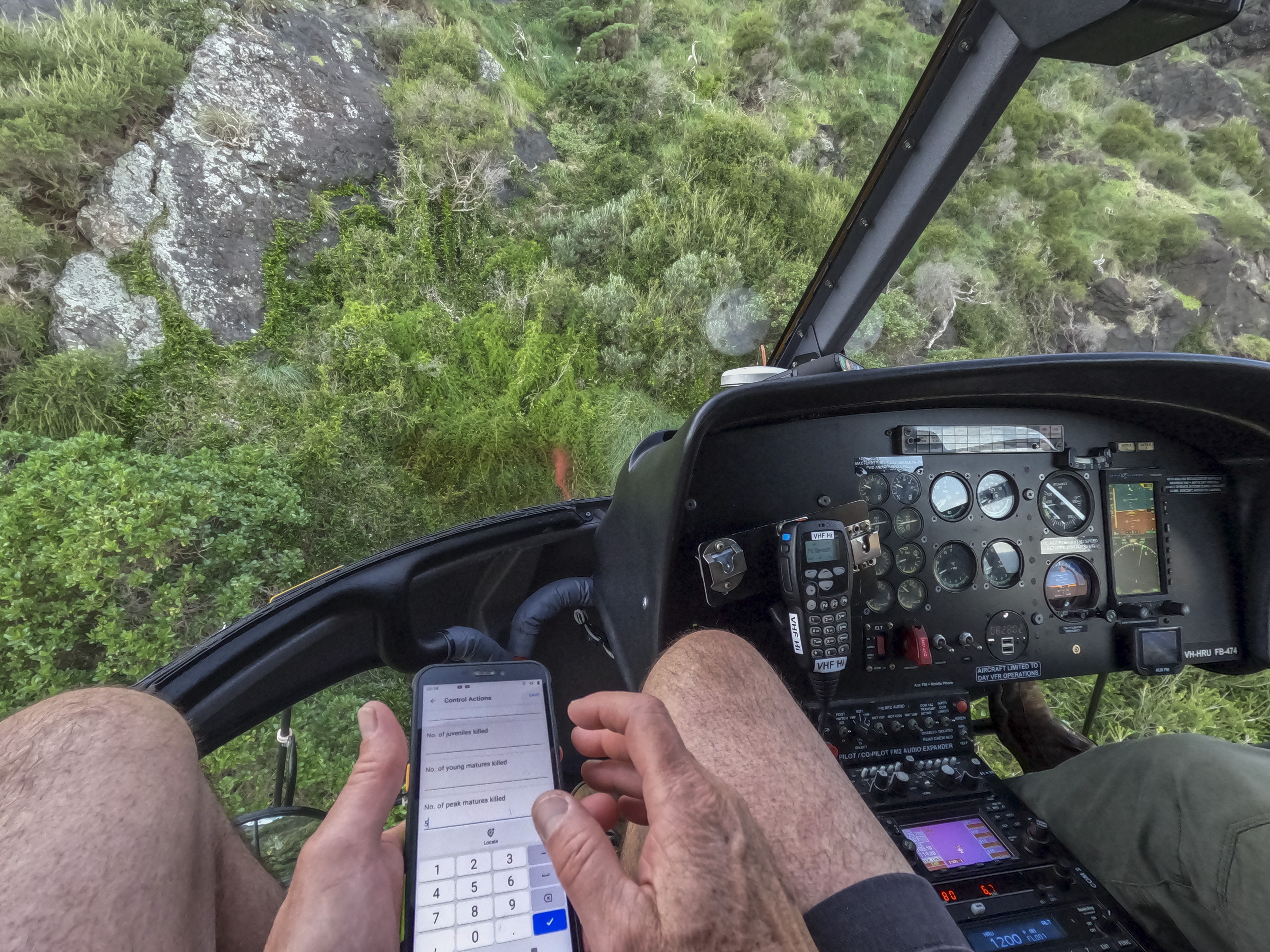 Inside of helicopter