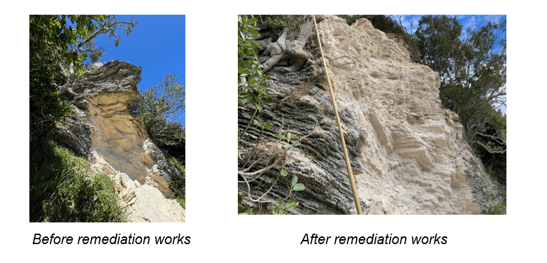 Before and after of remediation works
