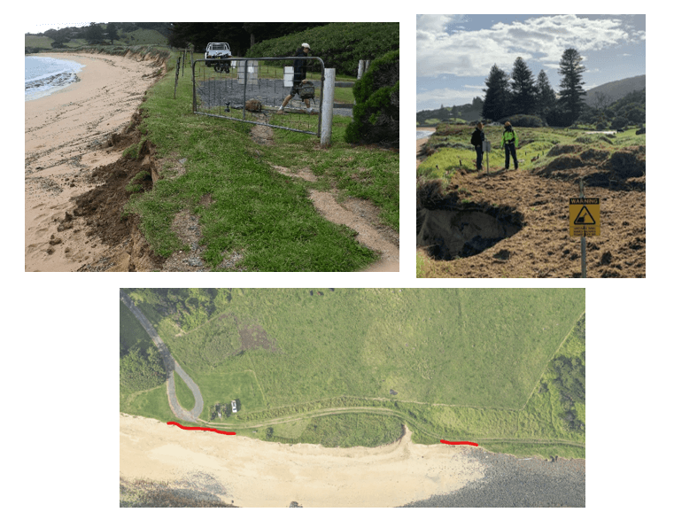 Coastal erosion near Little Island gate